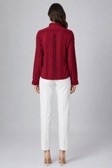 Women Maroon Embroidered Full sleeves Shirt