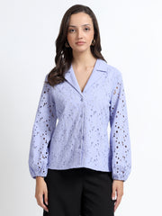 Women Lavender Schiffli Embroidery Shirt