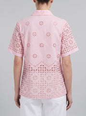 Women Pink Schiffli Embroidered Regular Fit Shirt