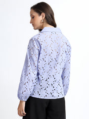 Women Lavender Schiffli Embroidery Shirt