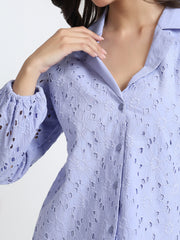 Women Lavender Schiffli Embroidery Shirt
