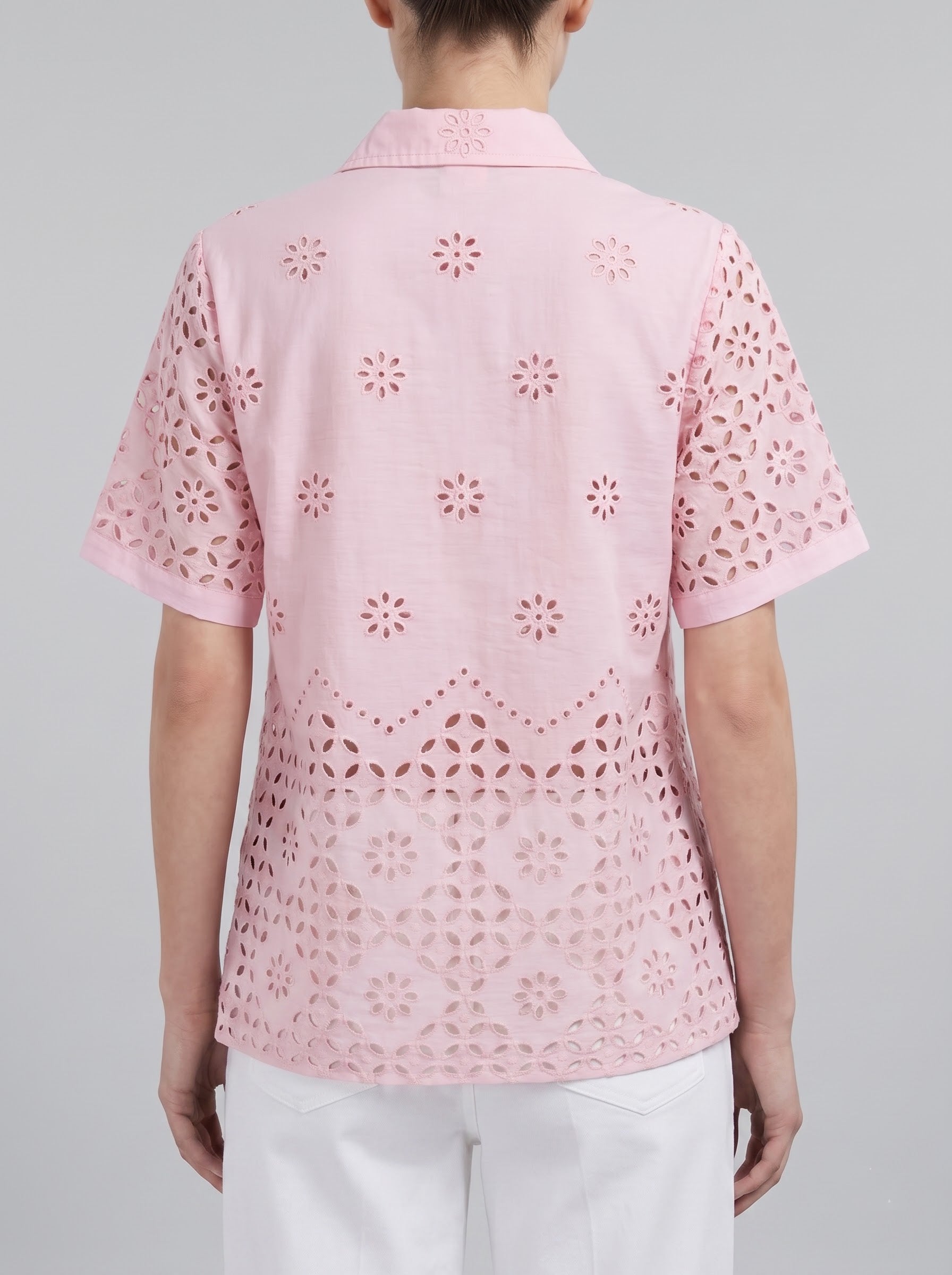 Women Pink Schiffli Embroidered Regular Fit Shirt