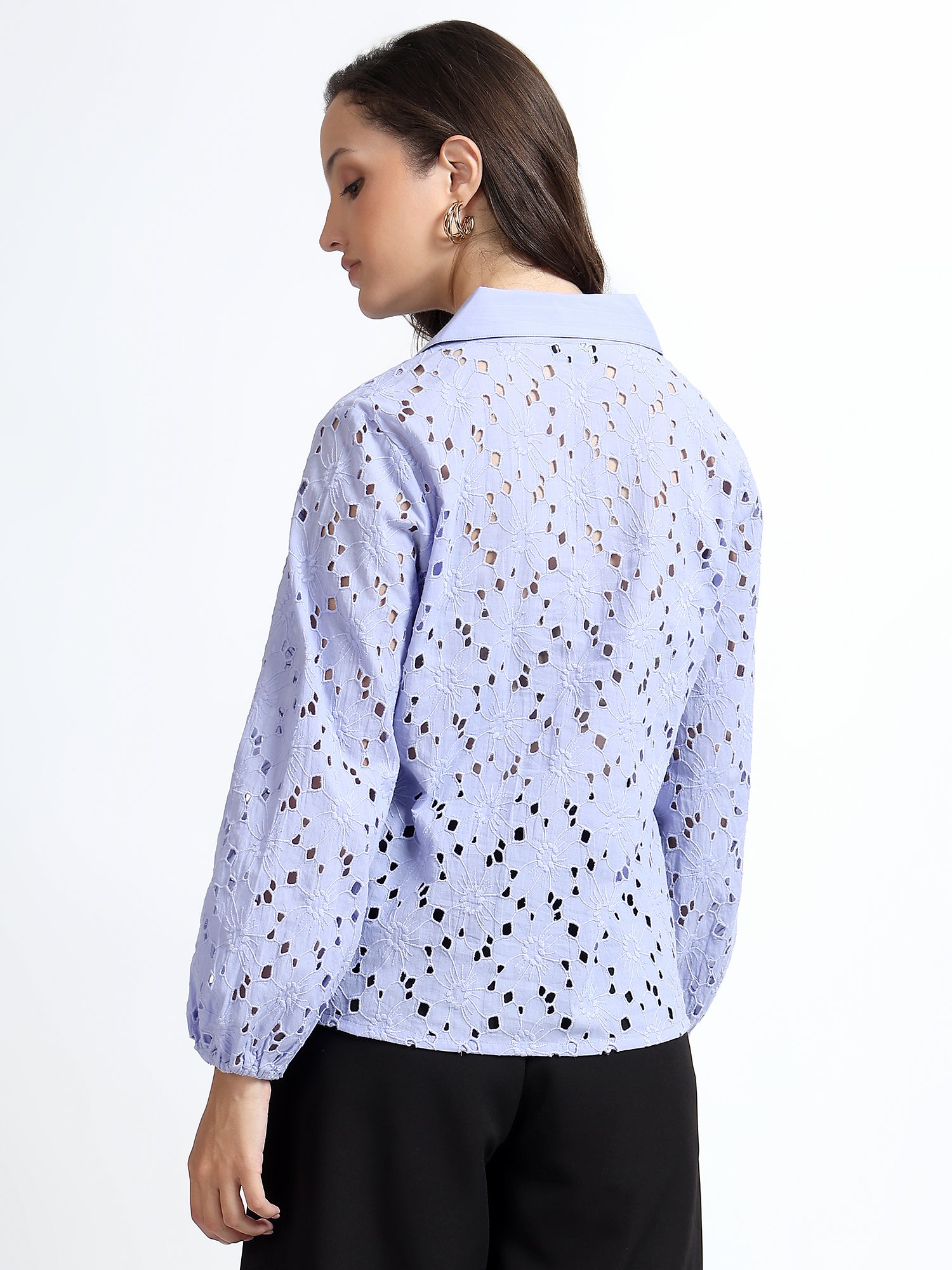 Women Lavender Schiffli Embroidery Shirt