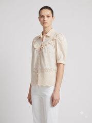 Women Peach Floral Embroidered Regular Fit Top